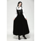 Darkinlove Women's Gothic Horned Embroidered Lace-up Velvet Slip Dress