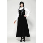 Darkinlove Women's Gothic Horned Embroidered Lace-up Velvet Slip Dress