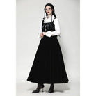 Darkinlove Women's Gothic Horned Embroidered Lace-up Velvet Slip Dress