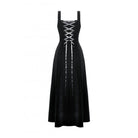 Darkinlove Women's Gothic Horned Embroidered Lace-up Velvet Slip Dress