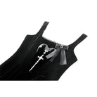 Darkinlove Women's Gothic Horned Embroidered Lace-up Velvet Slip Dress