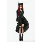 Darkinlove Women's Gothic Irregular Bouble-breasted Buckle-up Strap Coat