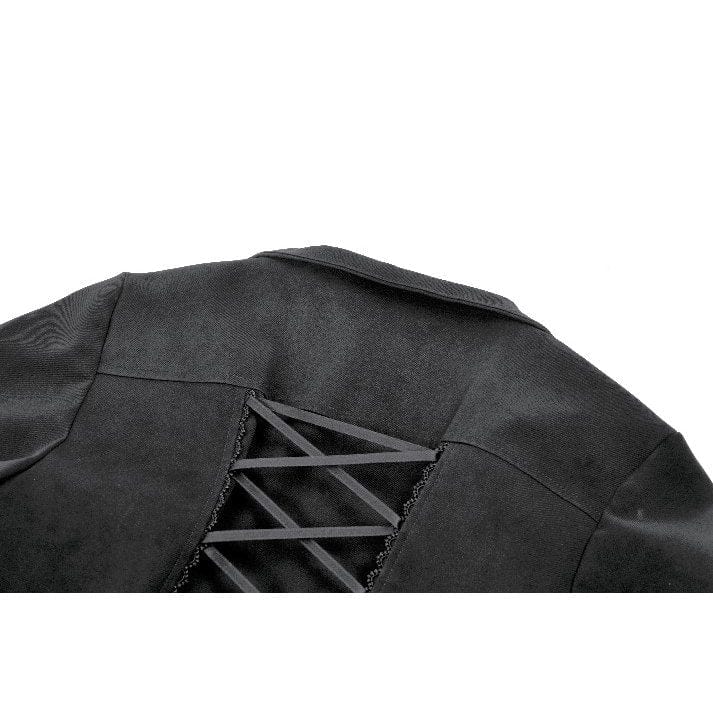 Darkinlove Women's Gothic Irregular Bouble-breasted Buckle-up Strap Coat