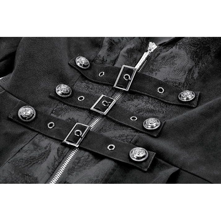 Darkinlove Women's Gothic Irregular Bouble-breasted Buckle-up Strap Coat