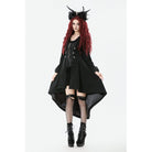 Darkinlove Women's Gothic Irregular Bouble-breasted Buckle-up Strap Coat
