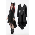 Darkinlove Women's Gothic Irregular Bouble-breasted Buckle-up Strap Coat