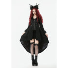 Darkinlove Women's Gothic Irregular Bouble-breasted Buckle-up Strap Coat