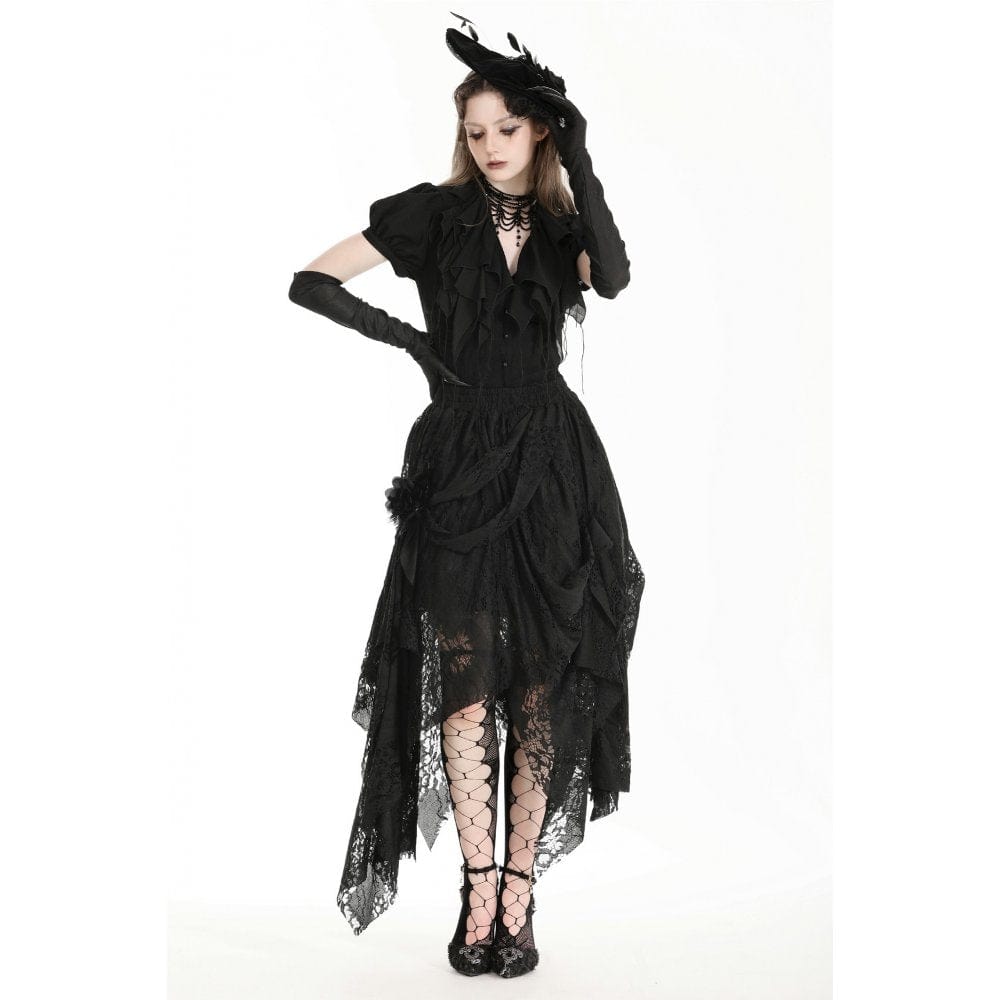 Darkinlove Women's Gothic Irregular Distressed Lace Skirt