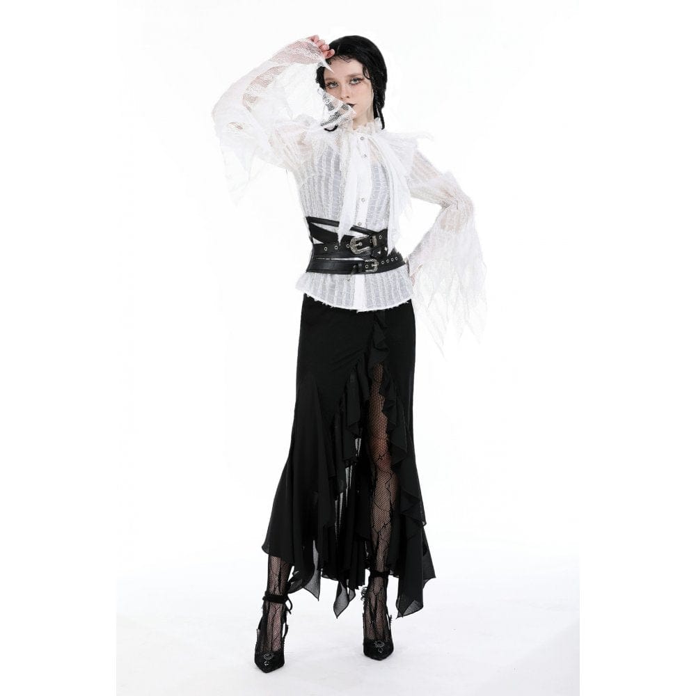 Darkinlove Women's Gothic Irregular Flared Sleeved Unedged Shirt