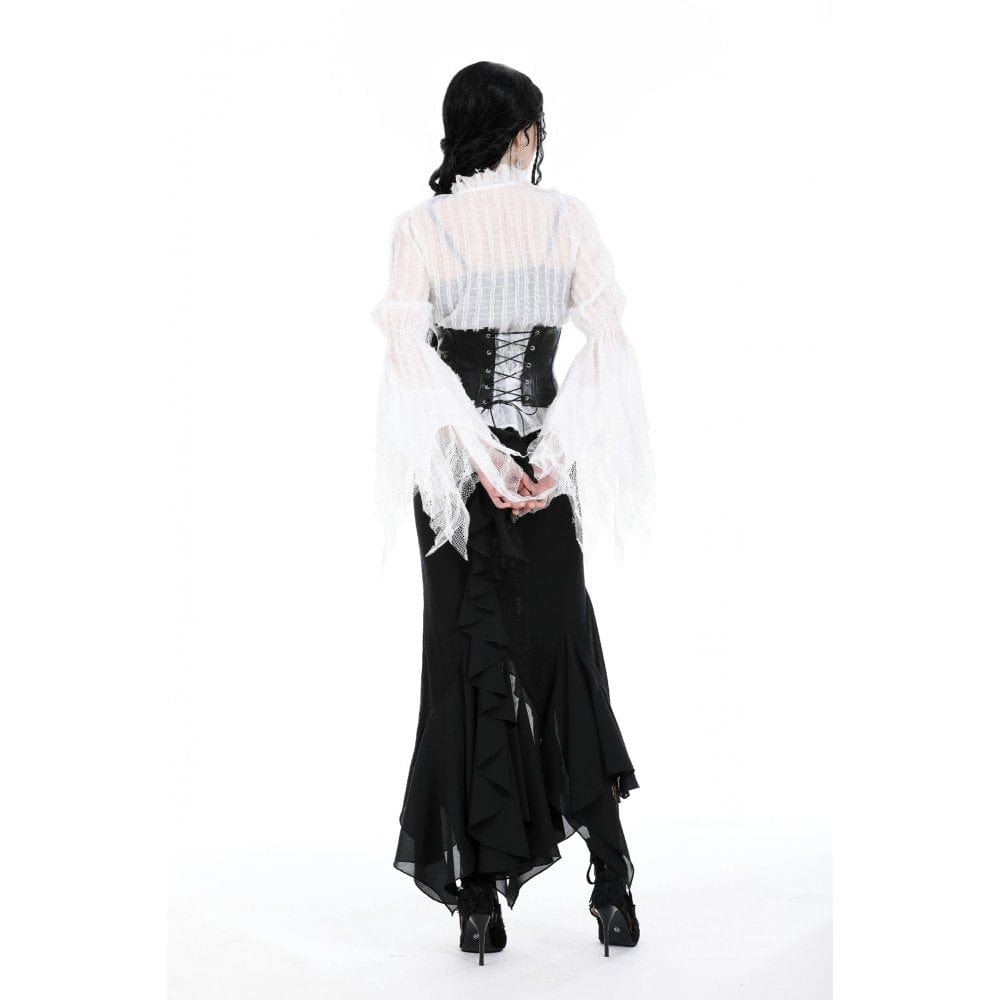 Darkinlove Women's Gothic Irregular Flared Sleeved Unedged Shirt