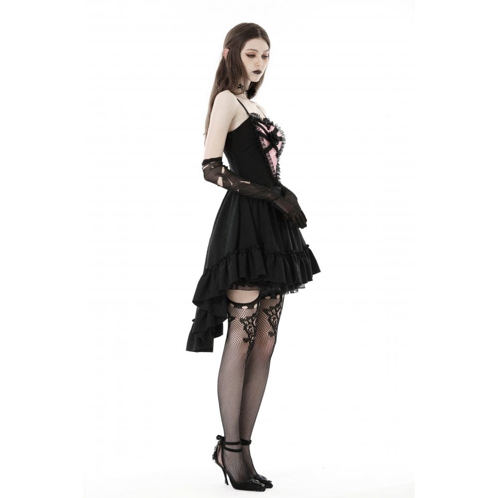 Darkinlove Women's Gothic Irregular Heart Lace Splice Slip Dress