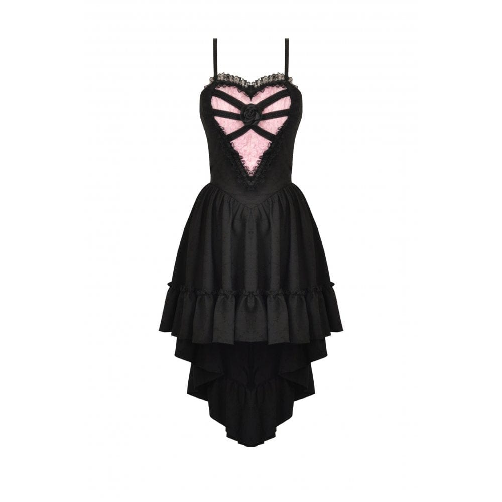 Darkinlove Women's Gothic Irregular Heart Lace Splice Slip Dress