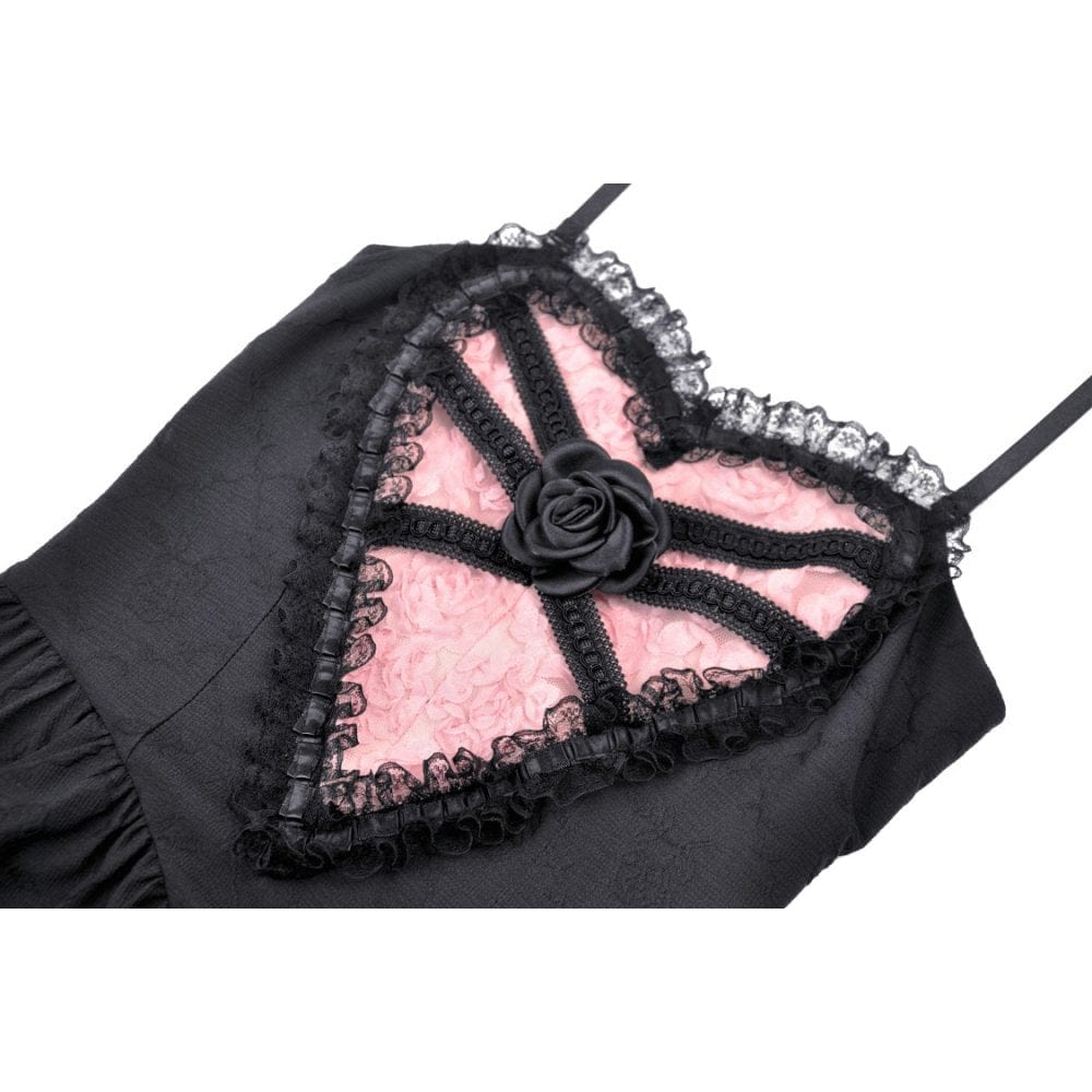 Darkinlove Women's Gothic Irregular Heart Lace Splice Slip Dress