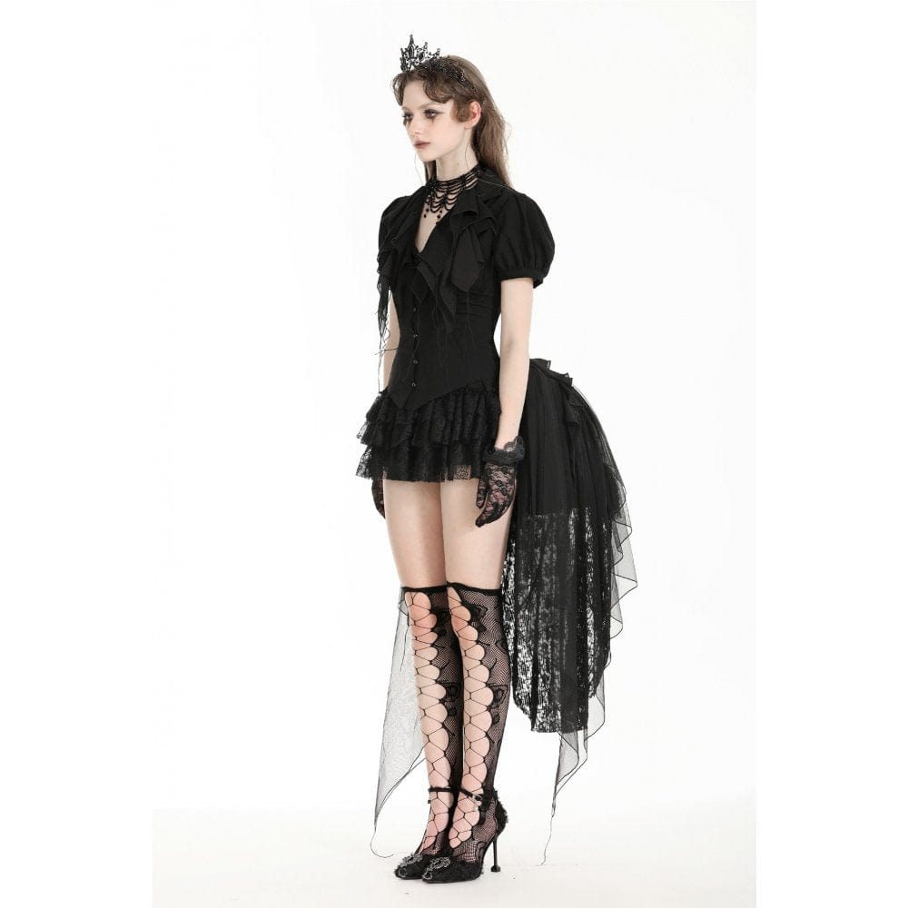 Darkinlove Women's Gothic Irregular Lace Bustle Skirt