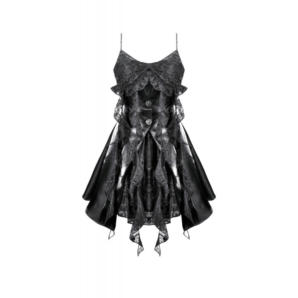 Darkinlove Women's Gothic Irregular Lace Splice Cat Ear-shaped Slip Dress