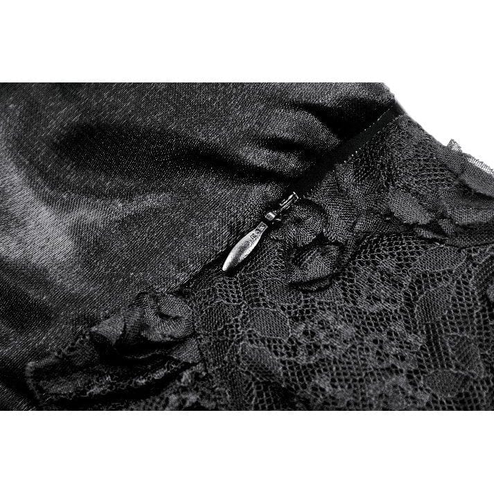 Darkinlove Women's Gothic Irregular Lace Splice Cat Ear-shaped Slip Dress