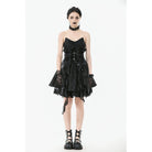 Darkinlove Women's Gothic Irregular Lace Splice Cat Ear-shaped Slip Dress