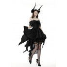 Darkinlove Women's Gothic Irregular Lace Splice Dress