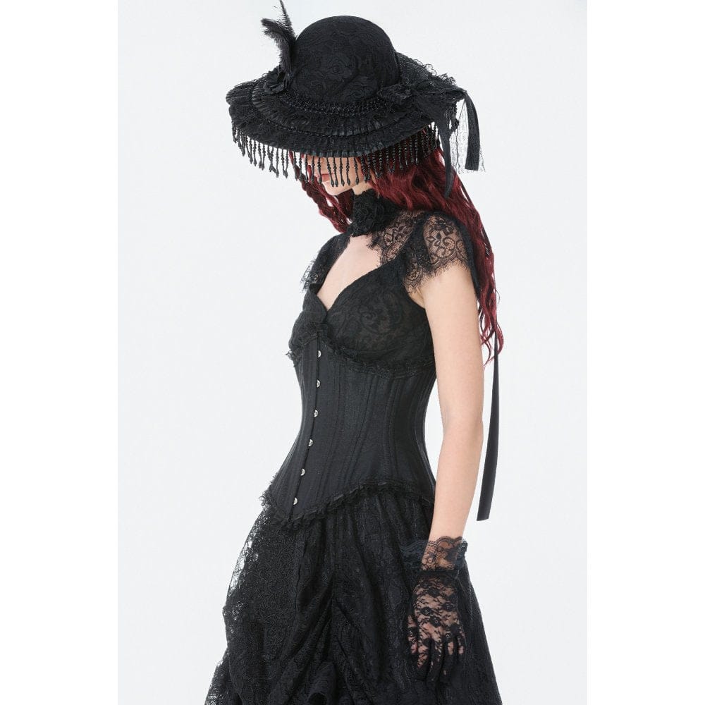 Darkinlove Women's Gothic Irregular Lace-up Underbust Corset