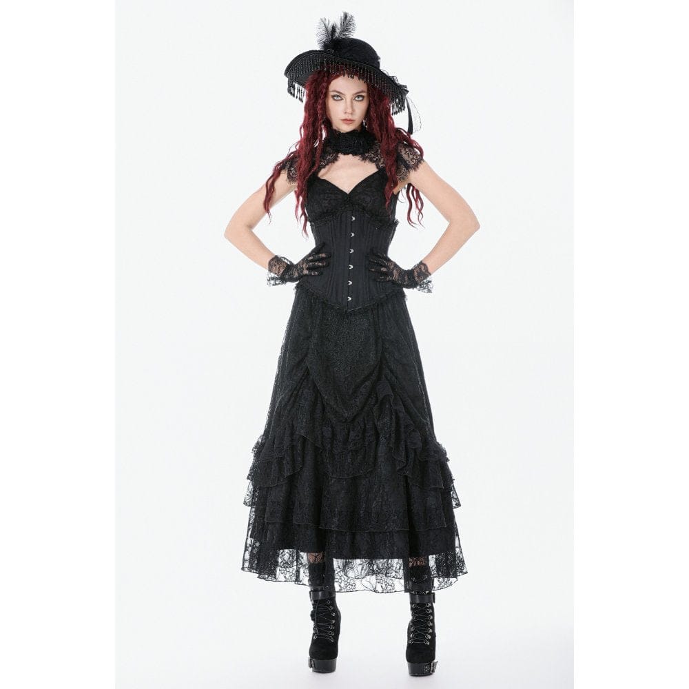 Darkinlove Women's Gothic Irregular Lace-up Underbust Corset