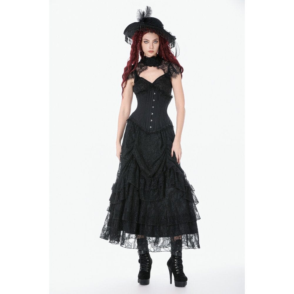 Darkinlove Women's Gothic Irregular Lace-up Underbust Corset