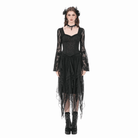 Darkinlove Women's Gothic Irregular Layered Mesh Long Skirt