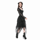 Darkinlove Women's Gothic Irregular Layered Mesh Long Skirt