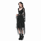 Darkinlove Women's Gothic Irregular Layered Mesh Long Skirt