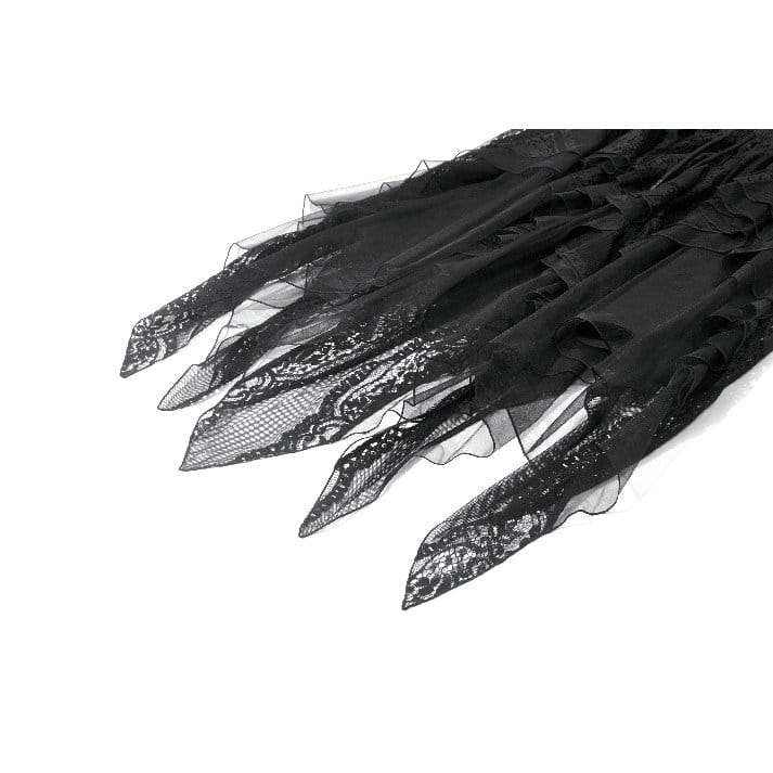 Darkinlove Women's Gothic Irregular Layered Mesh Long Skirt