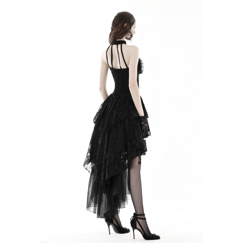 Darkinlove Women's Gothic Irregular Off Shoulder Lace Dress