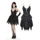Darkinlove Women's Gothic Irregular Plunging Halloween Slip Dress