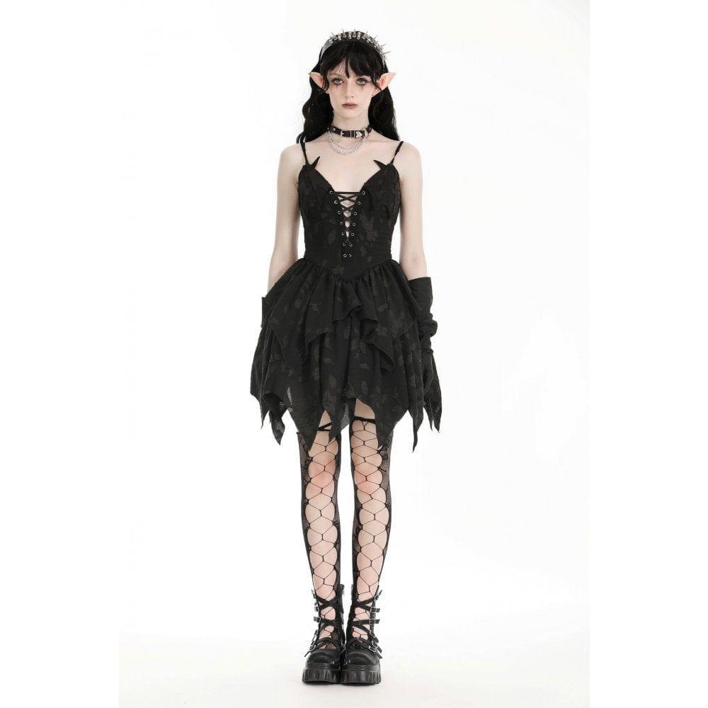 Darkinlove Women's Gothic Irregular Plunging Halloween Slip Dress