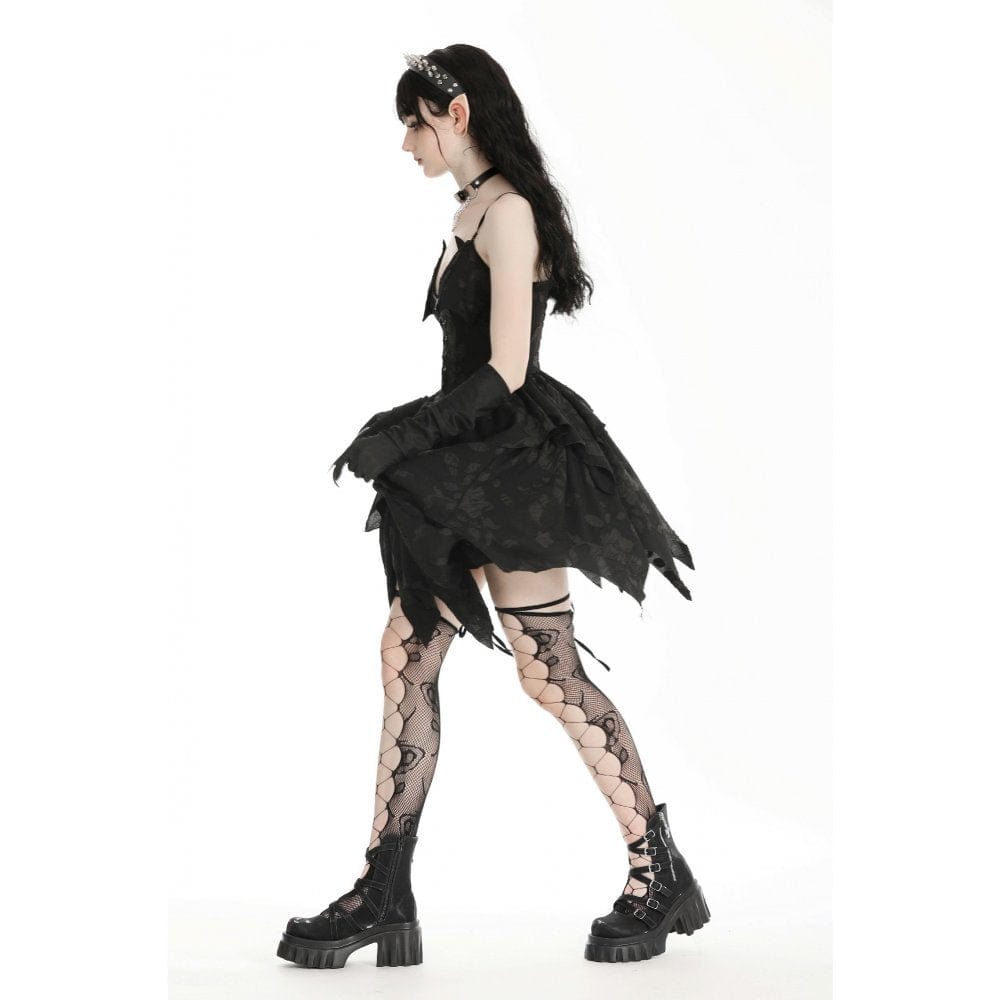 Darkinlove Women's Gothic Irregular Plunging Halloween Slip Dress