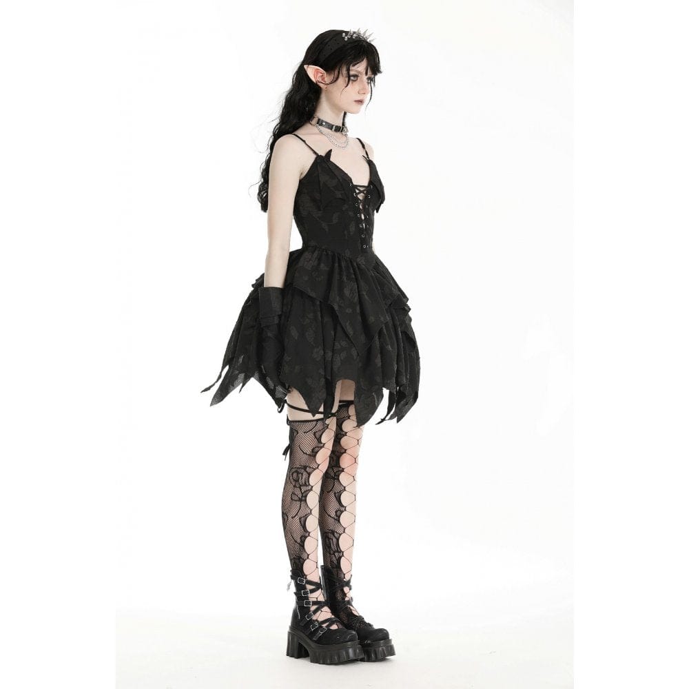 Darkinlove Women's Gothic Irregular Plunging Halloween Slip Dress