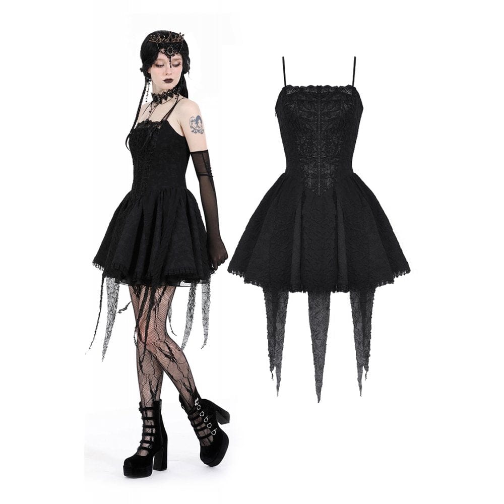 Darkinlove Women's Gothic Irregular Ruched Slip Dress