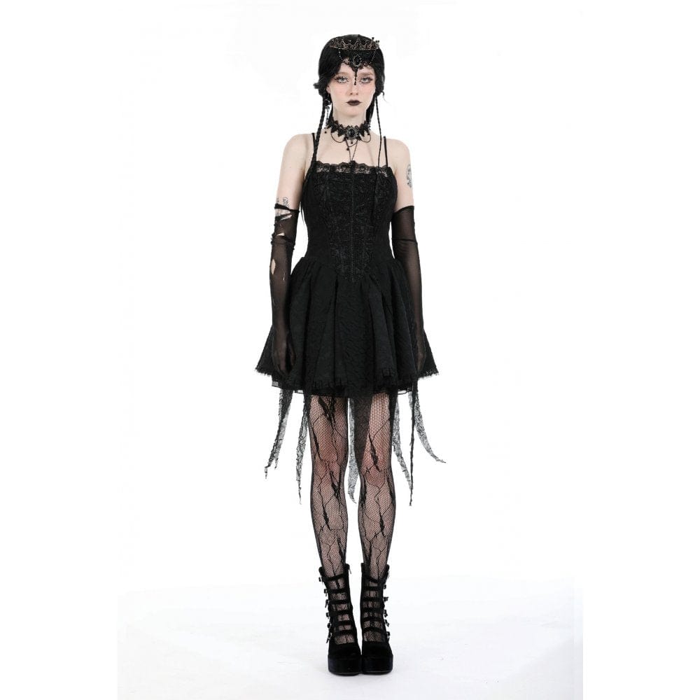 Darkinlove Women's Gothic Irregular Ruched Slip Dress