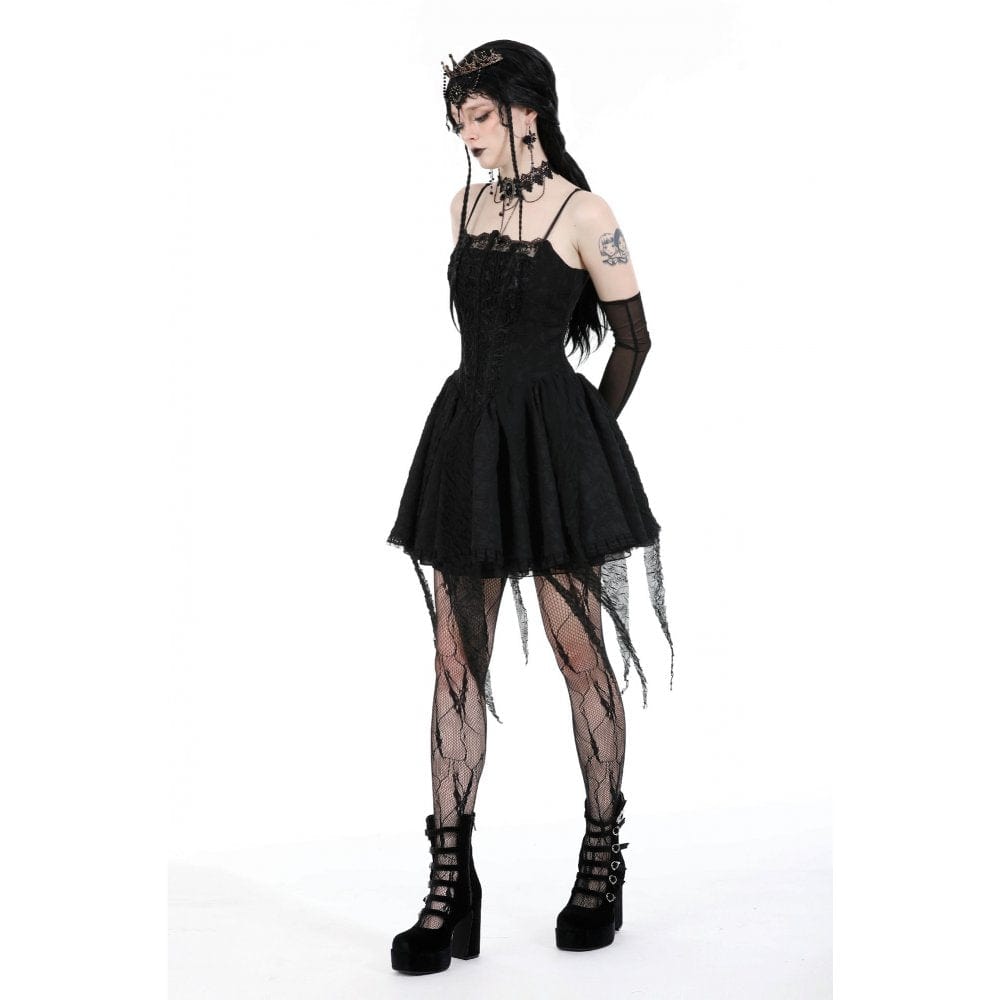 Darkinlove Women's Gothic Irregular Ruched Slip Dress