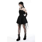 Darkinlove Women's Gothic Irregular Ruched Slip Dress