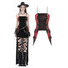 Darkinlove Gothic-Überbrustkorsett für Damen, unregelmäßig gerüscht und mit Batikmuster