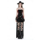 Darkinlove Gothic-Überbrustkorsett für Damen, unregelmäßig gerüscht und mit Batikmuster