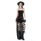 Darkinlove Gothic-Überbrustkorsett für Damen, unregelmäßig gerüscht und mit Batikmuster