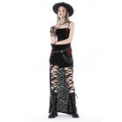 Darkinlove Gothic-Überbrustkorsett für Damen, unregelmäßig gerüscht und mit Batikmuster