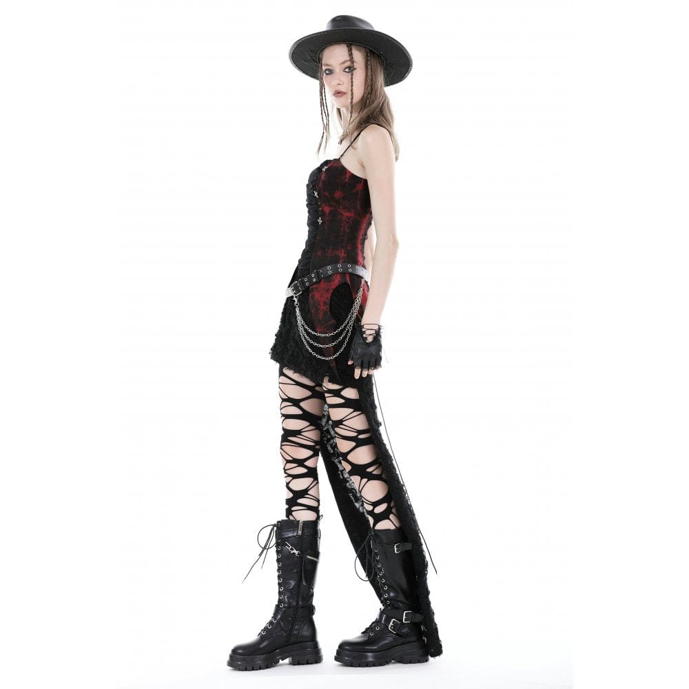 Corsetto overbust con volant irregolare e tie-dye da donna Darkinlove