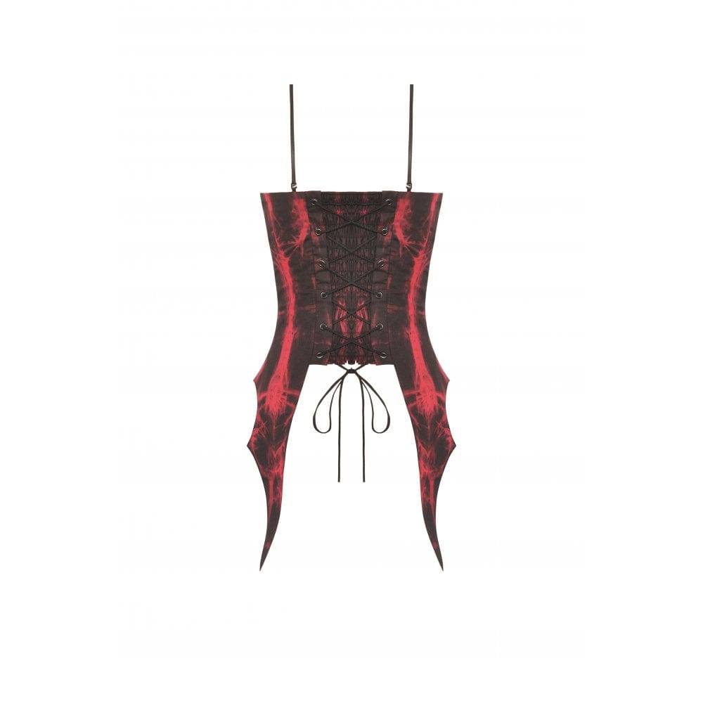 Darkinlove Gothic-Überbrustkorsett für Damen, unregelmäßig gerüscht und mit Batikmuster