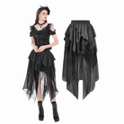 Darkinlove Women's Gothic Irregular Ruffled High-Low Skirt