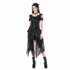Darkinlove Women's Gothic Irregular Ruffled High-Low Skirt