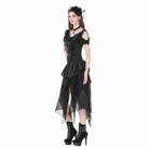 Darkinlove Women's Gothic Irregular Ruffled High-Low Skirt