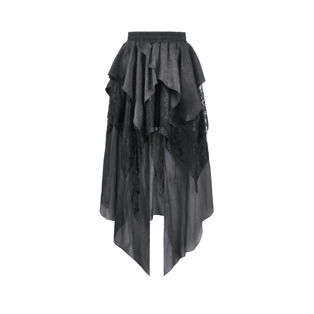 Darkinlove Women's Gothic Irregular Ruffled High-Low Skirt