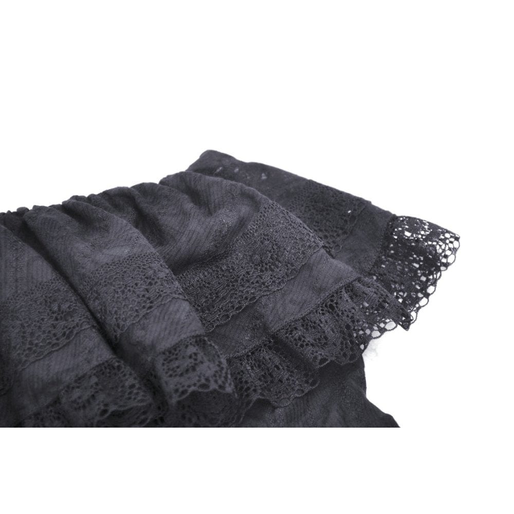 Darkinlove Women's Gothic Irregular Ruffled Lace Splice Dress
