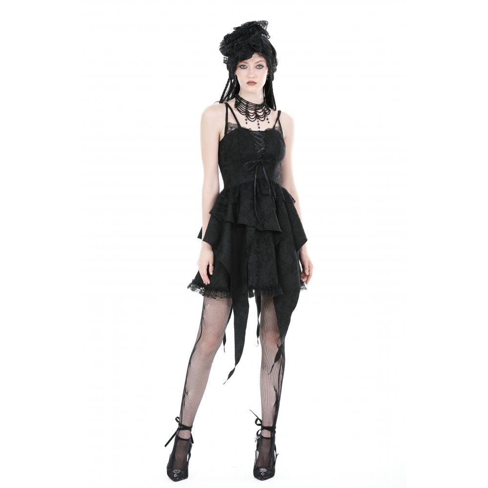 Darkinlove Women's Gothic Irregular Ruffled Layered Slip Dress